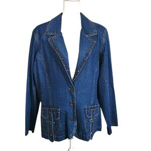 Glee Jean Jacket Indigo Denim with Metal Studs Pockets Womens Size 1X